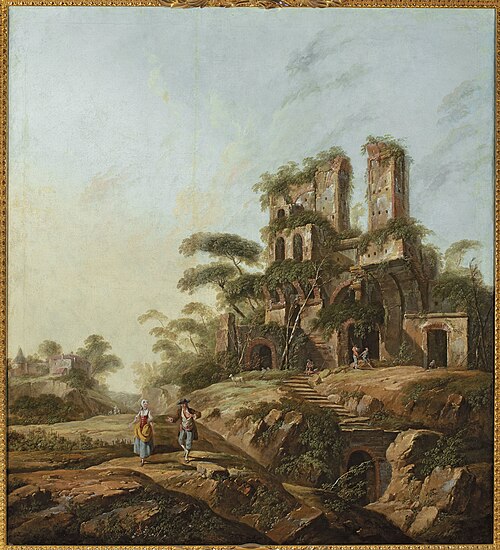 Landscape with Aqua Julia in Rome., 1765, Jean Pillement