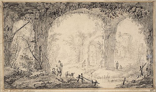 Pasterze wśród ruin, 1765, Jean Pillement