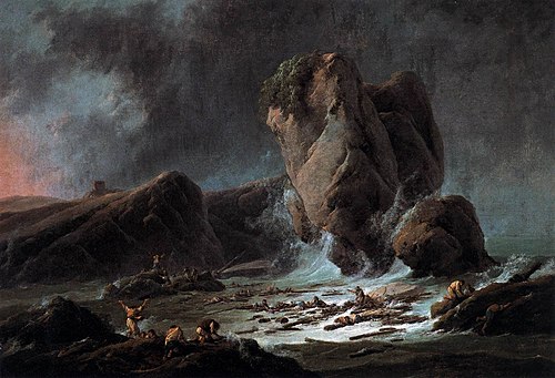 Shipwreck Survivors reaching the Coast, 1793, Jean Pillement