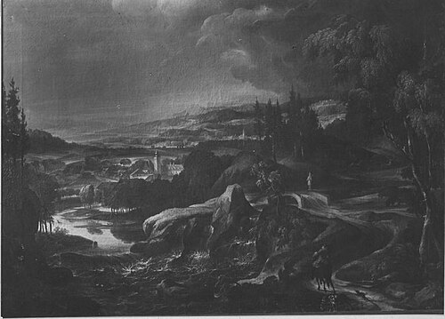 Landschaft mit Kloster (Schule), 1700, Johann Christoph von Bemmel
