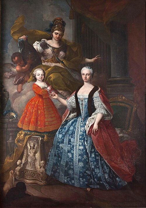 Portrait of Maria Antonia Ferdinanda of Spain, Duchess of Savoy and her son, 1755, Francesco Antonio Mayerle