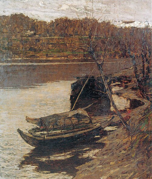 Boats on the beach at Venice, 1892, Francesco Filippini