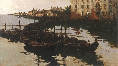 Boats in Venice, 1890, Francesco Filippini