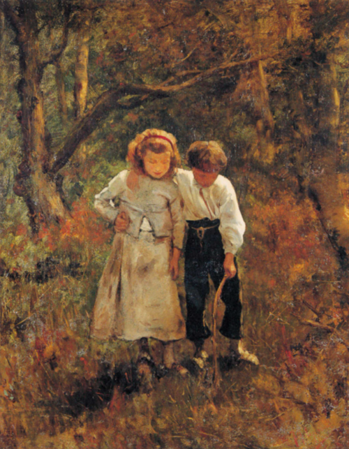 In cerca di funghi, 1879, Francesco Filippini