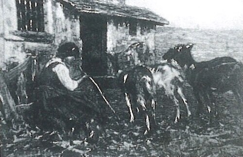 In front of the sheepfold, 1887, Francesco Filippini