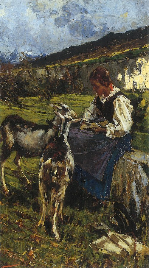 Pastorella con due caprette, 1887, Francesco Filippini