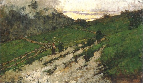 Paesaggio Alpino con due contadine, 1889, Francesco Filippini