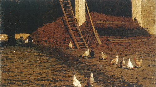 Galline sull'aia, 1883, Francesco Filippini