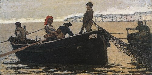 Pescatori al mare di Napoli, 1881, Francesco Filippini