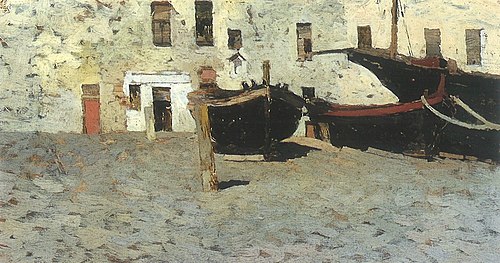 Barche nel porto, 1883, Francesco Filippini