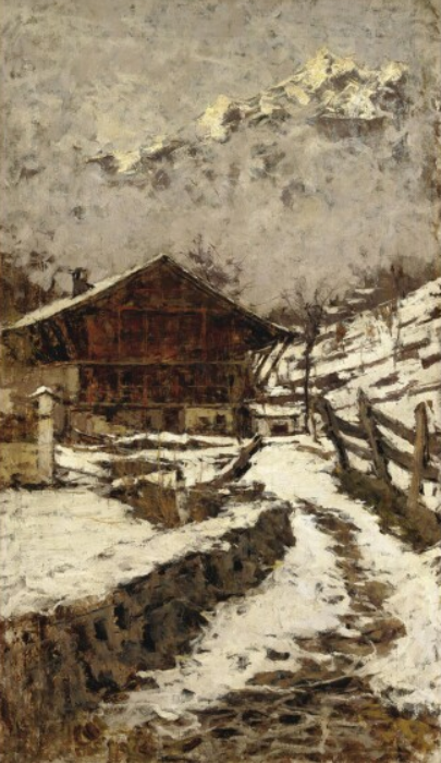 At the foot of the glacier, 1875, Francesco Filippini