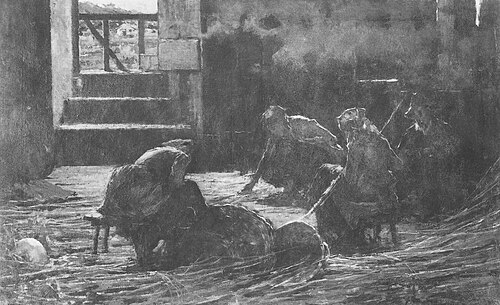 The Scutching of hemp, 1890, Francesco Filippini