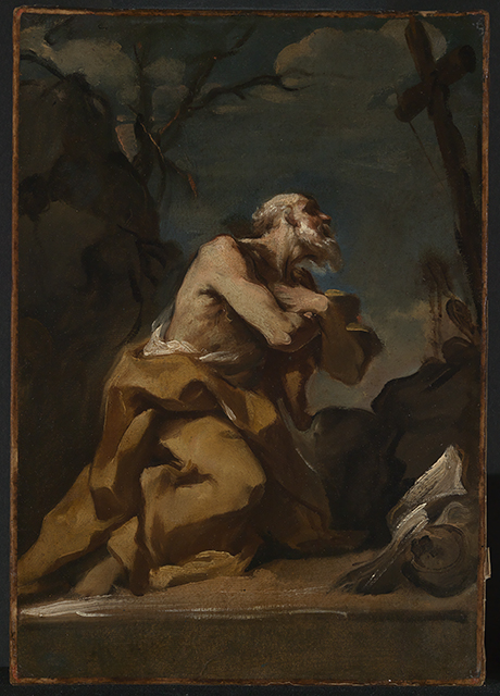 Kniender Heiliger (Hieronymus) in Anbetung eines Kreuzes, , Francesco Polazzo