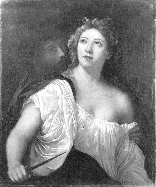 Selbstmord der Lukretia (nach Palma Vecchio), 1871, Daniel Penther