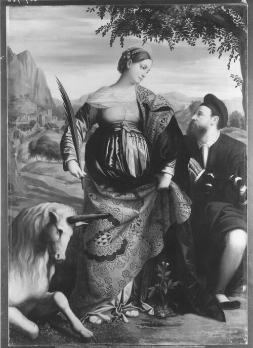 Hl. Justina mit Stifter (nach Moretto), 1877, Daniel Penther