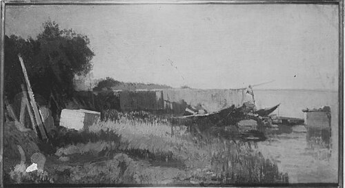 Chiemsee (Kahn mit Netzen), 1891, Heinrich Deuchert