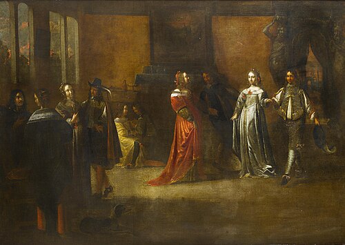 Elegant figures merrymaking in an interior, , Frans Geffels