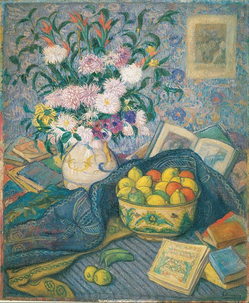 Vase with Bananas, Lemons and Books, , Juan de Echevarria