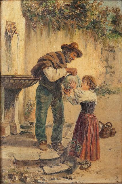 Figures at the fountain, 1882, Gabriele Smargiassi