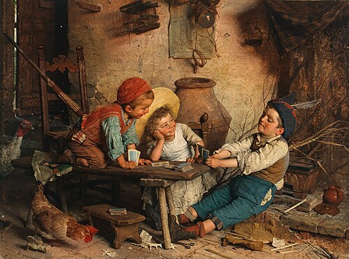 A game of trumps - in embarrassment, 1897, Gaetano Chierici