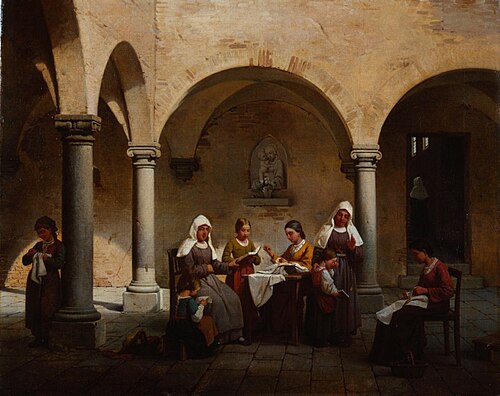 La lezione al convento, 1864, Gaetano Chierici