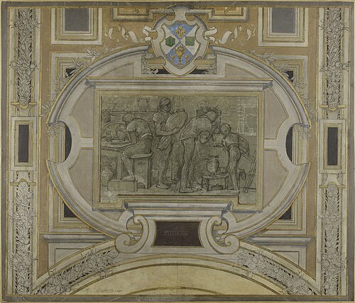 Esquisse pour la voute de la galerie des Métiers de l'Hôtel de Ville : Potiers, 1890, Pierre-Victor Galland