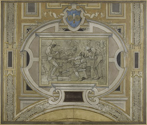 Esquisse pour la galerie des Métiers de l'Hôtel de Ville : Tourneurs, 1890, Pierre-Victor Galland