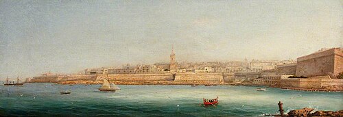 Valletta from near Manoel Island, 1869, Girolamo Gianni