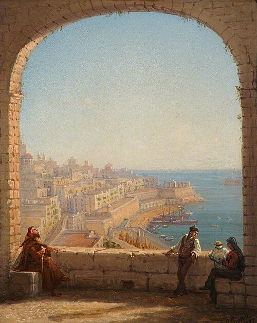 Fort St Elmo from the Upper Barracca, Valletta, 1887, Girolamo Gianni