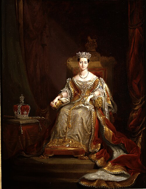 Portrait of Queen Victoria (1819-1901), seated full-length, in ceremonial robes, 1838, George Hayter
