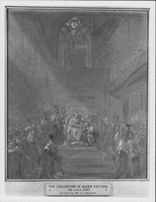 The Homage at the Coronation of Queen Victoria (oil sketch), 1838, George Hayter