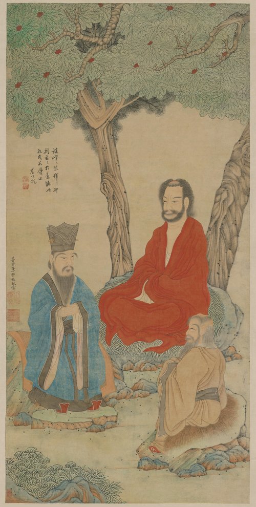 丁云鹏三教图轴, , Ding Yunpeng