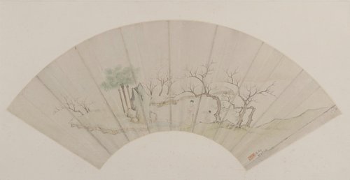 丁云鹏春游图扇页, , Ding Yunpeng