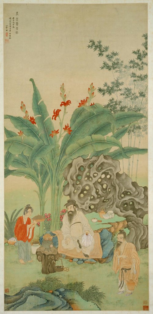 丁云鹏玉川煮茶图轴, , Ding Yunpeng