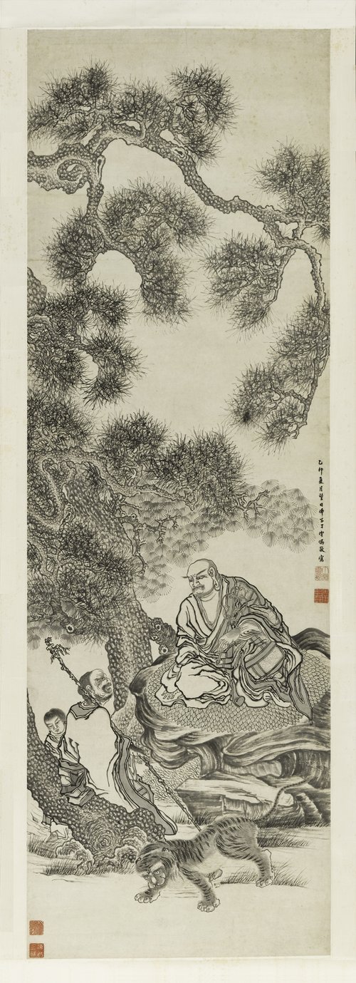 明  丁云鹏  伏虎罗汉图轴, 1606, Ding Yunpeng