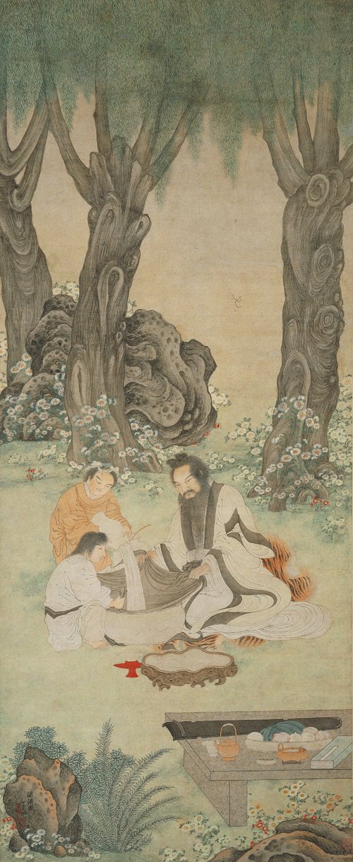 明  丁云鹏  漉酒图轴, , Ding Yunpeng