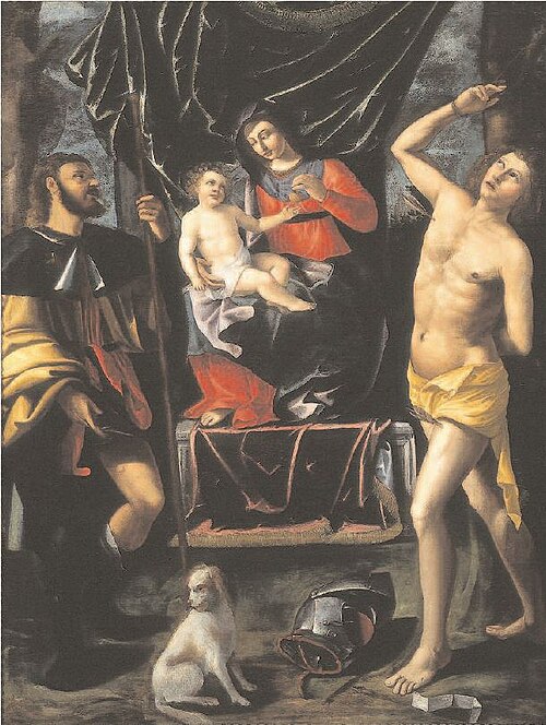 Virgin and child between Saints Roch and Sebastian, 1650, Giovanni Giacomo Barbelli