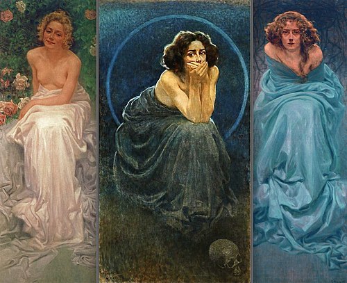The human enigma (triptych), 1900, Giorgio Kienerk