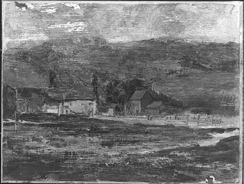 Gebirgslandschaft mit Gehöft und Wiesen, 1910, Max Hartwig