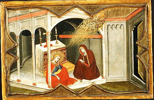 Saint Lucy and Her Mother at the Shrine of Saint Agatha; Saint Lucy Giving Alms; Saint Lucy before P, 1381, Giovanni di Bartolomeo Cristiani