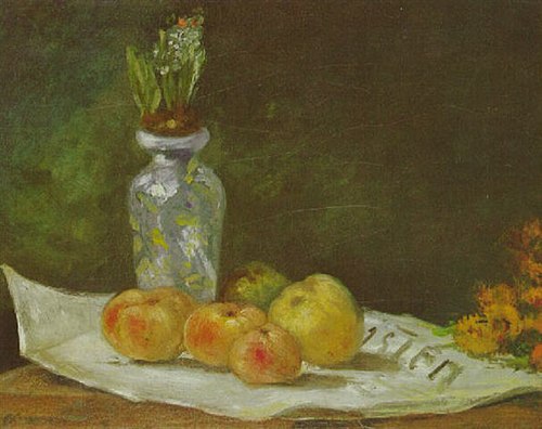 Hyacinth and Apples on a Newspaper, 1876, Paul Gauguin