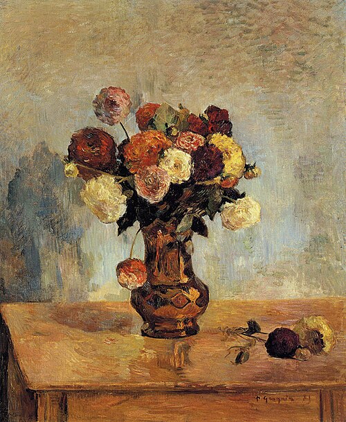 Dahlias in a Copper Vase, 1885, Paul Gauguin