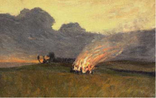 Landscape with Bonfire, 1892, Paul Gauguin