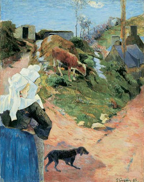 Bretonnes au tournant d'une route, ou Bretonnes et veau, 1888, Paul Gauguin
