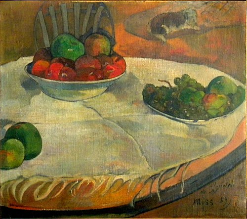 Fruit on a Table with a Small Dog, 1889, Paul Gauguin