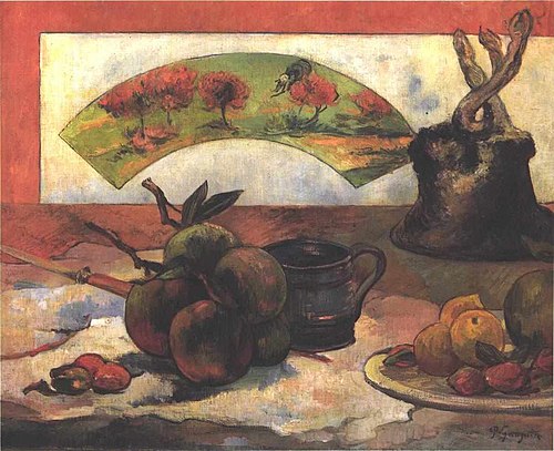 Still life with fan, 1889, Paul Gauguin