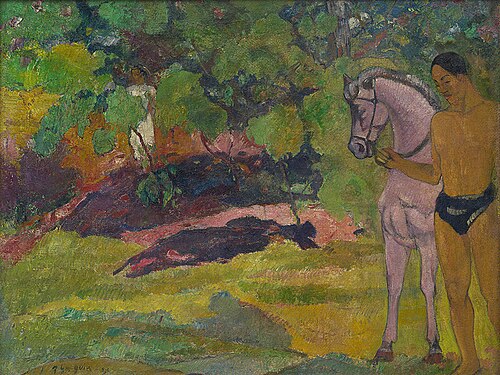 Dans la vanillère, homme et cheval, 1891, Paul Gauguin