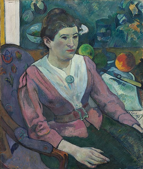 Woman in Front of a Still Life by Cézanne, 1890, Paul Gauguin