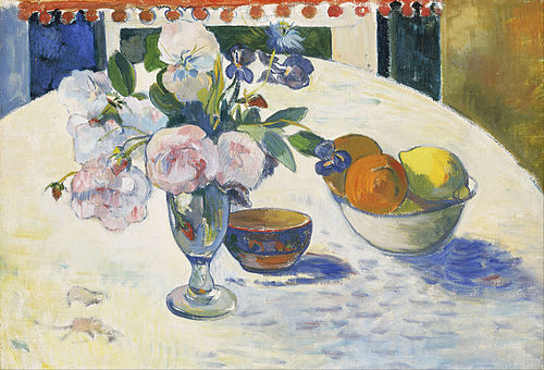 Flowers and a Bowl of Fruit on a Table, 1894, Paul Gauguin