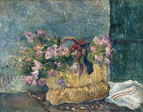 Still Life with Moss Roses in a Basket, 1886, Paul Gauguin